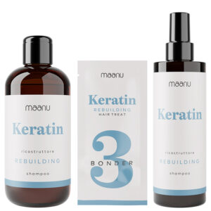 Zestaw odbudowujący włosy zniszczone Keratin Maanu 250, 200, 20 ml