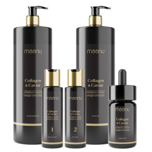 Zestaw salon do rekonstrukcji kolagenowej włosów Collagen & Caviar Maanu 2 x 1000, 2 x 100, 50 ml